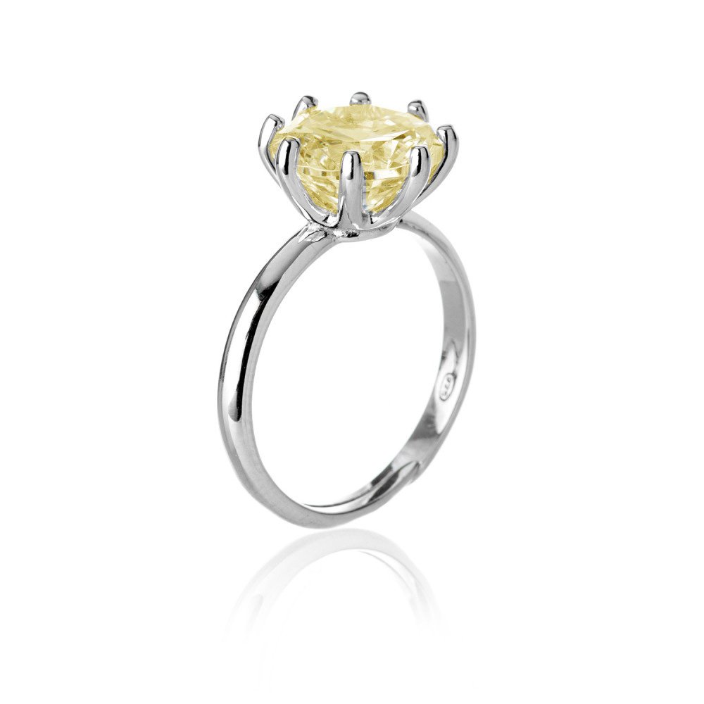 Anello Argento 925 con Zircone Colore Ambra