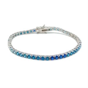 Bracciale Tennis in Argento con Cristalli Blu Sfumato mm.3