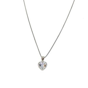 Pendente in Argento con Ciondolo a Cuore di Colore Bianco