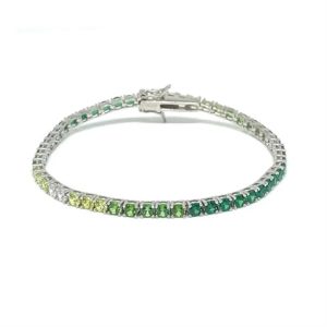 Bracciale Tennis in Argento con Cristalli Verde Sfumato mm.3