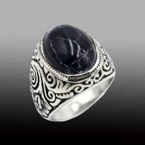 Anello Ovale Pietra Nera (AN_24)