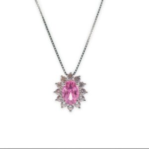 Pendente in Argento con Ciondolo Fantasia Colore Rosa