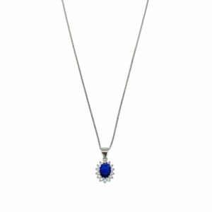 Pendente in Argento con Ciondolo Fantasia Colore Blu Zaffiro