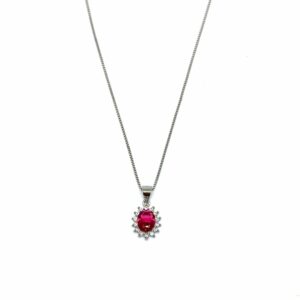 Pendente in Argento con Ciondolo Fantasia Colore Rosso Rubino