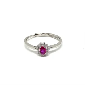 Anello Fantasia in Argento con pietra colore Rosso Rubino
