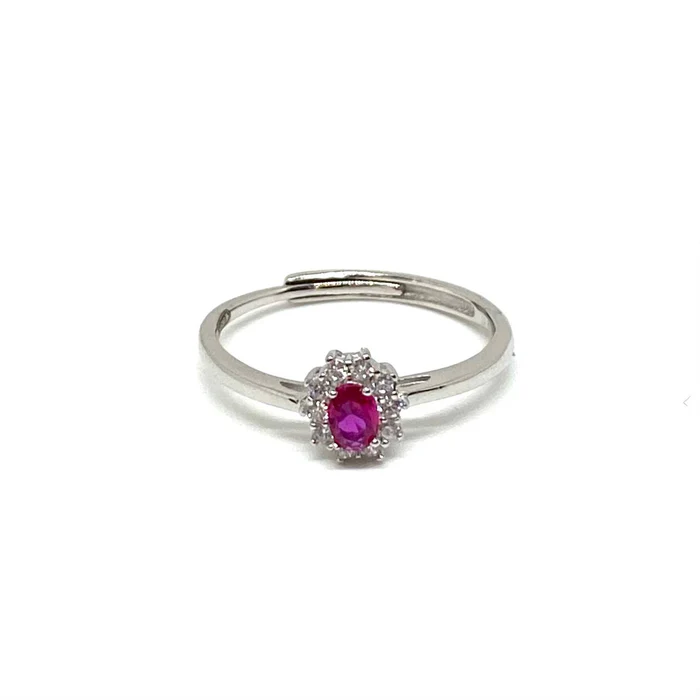 Anello Fantasia in Argento con pietra colore Rosso Rubino